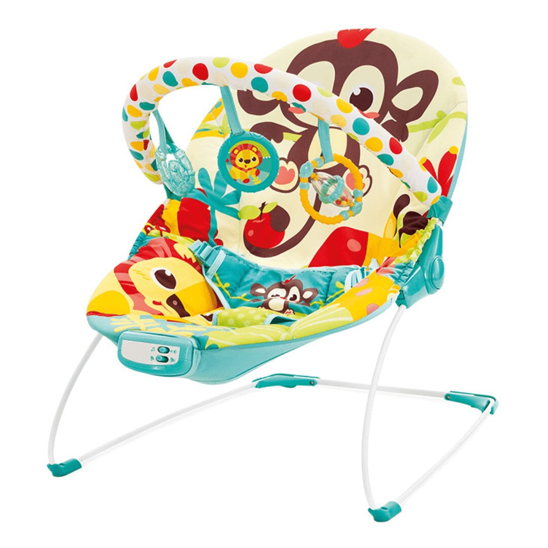 Jungle Monkeys Baby Bouncer with Colourful Animal Print