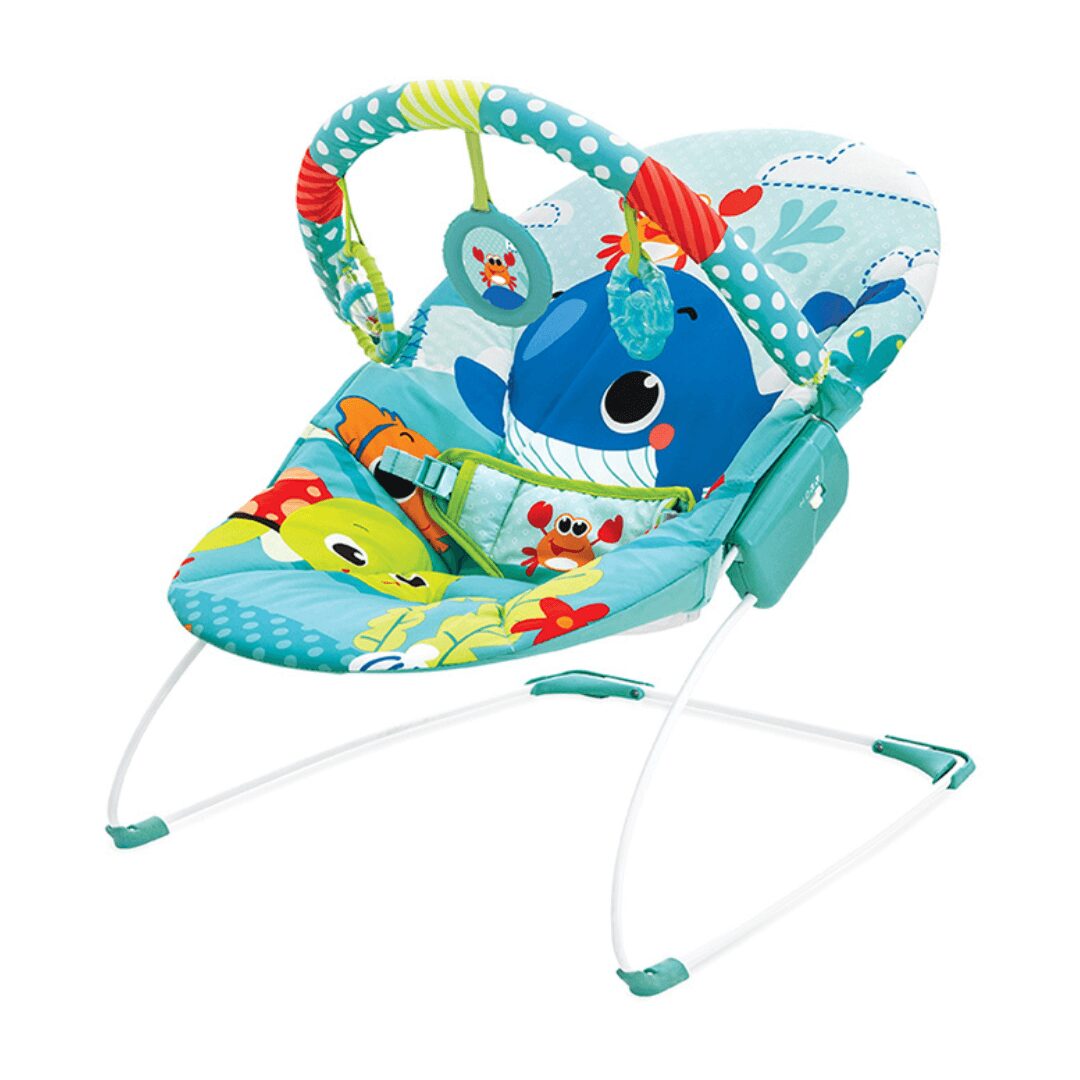 Ocean Whale Baby Bouncer with Sea Animal Theme and Toy Bar