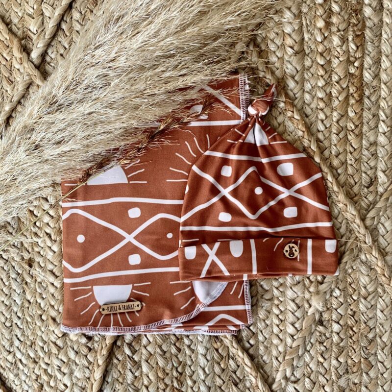 Boho Sunset-Swaddle and Beanie Set